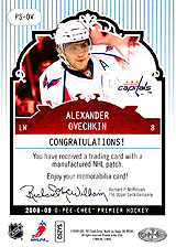 2008-2009 OPC Premier Stitchings PS-OV Alexander Ovechkin