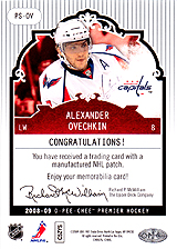 2008-2009 OPC Premier Stitchings PS-OV Alexander Ovechkin