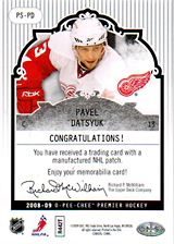 2008-2009 OPC Premier Stitchings PS-PD Pavel Datsyuk