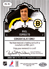 2008-2009 OPC Premier Stitchings PS-PE Phil Esposito