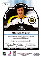 2008-2009 OPC Premier Stitchings PS-PE Phil Esposito