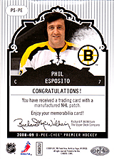 2008-2009 OPC Premier Stitchings PS-PE Phil Esposito