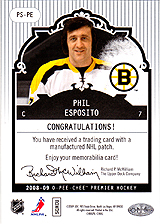 2008-2009 OPC Premier Stitchings PS-PE Phil Esposito