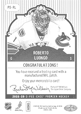 2008-2009 OPC Premier Stitchings PS-RL Roberto Luongo