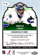 2008-2009 OPC Premier Stitchings PS-RL Roberto Luongo