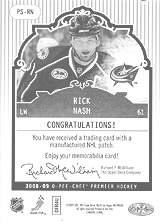 2008-2009 OPC Premier Stitchings PS-RN Rick Nash