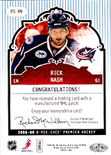 2008-2009 OPC Premier Stitchings PS-RN Rick Nash