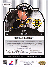 2008-2009 OPC Premier Stitchings Auto APS-CN Cam Neely