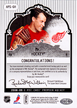 2008-2009 OPC Premier Stitchings Auto APS-GH Gordie Howe