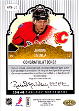 2008-2009 OPC Premier Stitchings Auto APS-JI Jarome Iginla