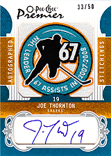 2008-2009 OPC Premier Stitchings Auto APS-JT Joe Thornton