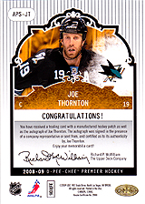 2008-2009 OPC Premier Stitchings Auto APS-JT Joe Thornton