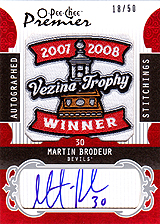 2008-2009 OPC Premier Stitchings Auto APS-MB Martin Brodeur