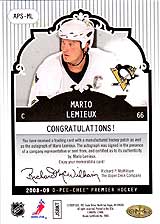 2008-2009 OPC Premier Stitchings Auto APS-ML Mario Lemieux