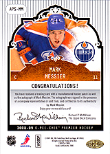 2008-2009 OPC Premier Stitchings Auto APS-MM Mark Messier