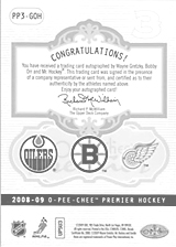 2008-2009 OPC Premier TRIOS PP3-GOH Bobby Orr :: Gordie Howe :: Wayne Gretzky