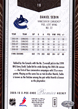 2008-2009 OPC Premier Regular Cards 10 Daniel Sedin