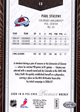 2008-2009 OPC Premier Regular Cards 40 Paul Stastny