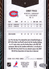 2008-2009 OPC Premier Regular Cards 8 Carey Price