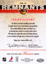 2008-2009 OPC Premier Remnants Quadruple PRQ-EK Evander Kane