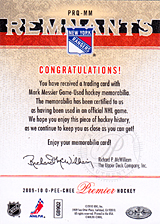 2008-2009 OPC Premier Remnants Quadruple PRQ-MM Mark Messier