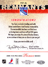 2008-2009 OPC Premier Remnants Triple PRT-BL Brian Leetch