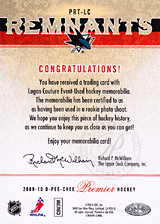 2008-2009 OPC Premier Remnants Triple PRT-LC Logan Couture