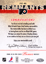 2008-2009 OPC Premier Remnants Triple PRT-MR Mike Richards
