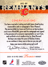 2008-2009 OPC Premier Remnants Triple Auto AR3-DP Dion Phaneuf