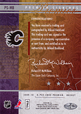 2008-2009 OPC Premier Signings PS-MB Mikael Backlund