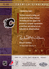 2008-2009 OPC Premier Signings PS-MB Mikael Backlund