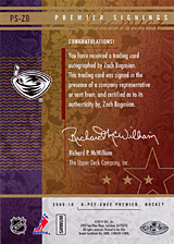 2008-2009 OPC Premier Signings PS-ZB Zach Bogosian