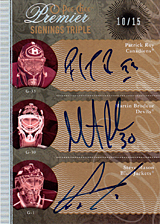 2008-2009 OPC Premier Signings - Triple PS3-RBM Martin Brodeur :: Patrick Roy :: Steve Mason