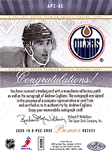 2009-2010 OPC Premier Stitchings Auto APS-AC 