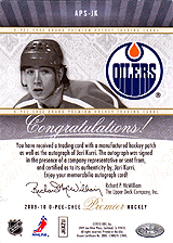 2009-2010 OPC Premier Stitchings Auto APS-JK 