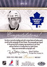 2009-2010 OPC Premier Stitchings Auto APS-LS 