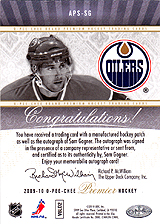 2009-2010 OPC Premier Stitchings Auto APS-SG 