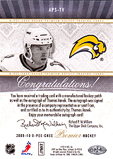 2009-2010 OPC Premier Stitchings Auto APS-TV 