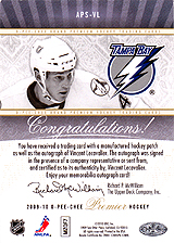 2009-2010 OPC Premier Stitchings Auto APS-VL 