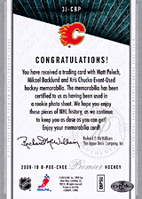 2008-2009 OPC Premier TRIOS 3J-CBP Kris Chucko :: Matt Pelech :: Mikael Backlund