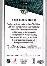 2008-2009 OPC Premier TRIOS 3J-FOW Cal O'Reilly :: Cody Franson :: Colin Wilson